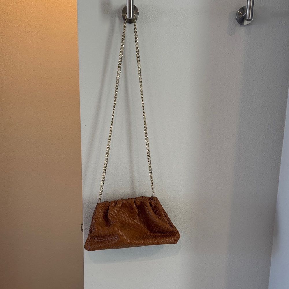 Anthropologie Tan Crossbody Bag with Chain Strap